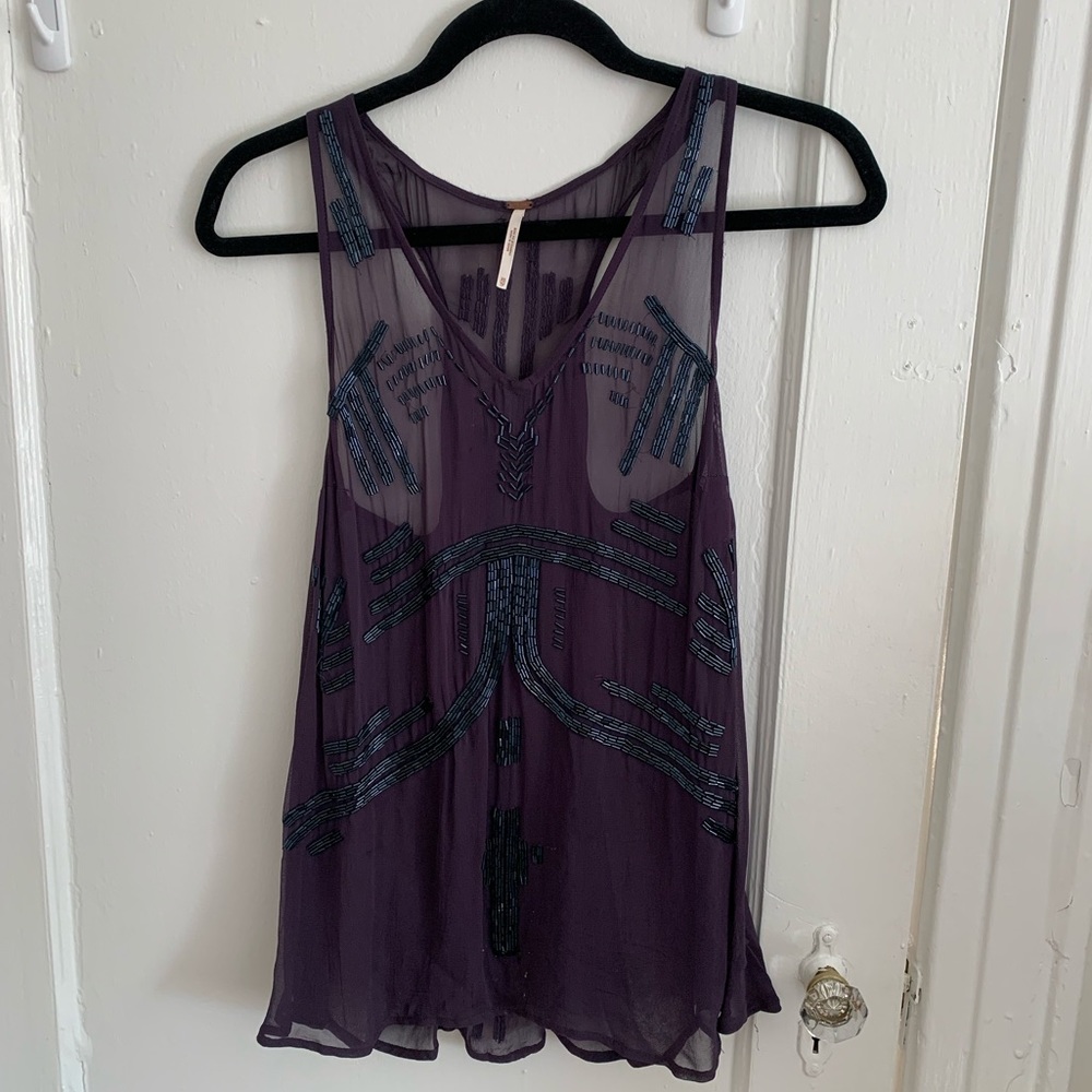 Free People Sheer Beaded Tank
